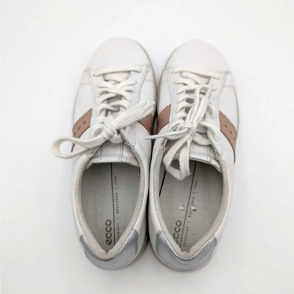 Ecco Street Lite Retro Sneaker Shoes Women's White Size US10-10.5 EU41